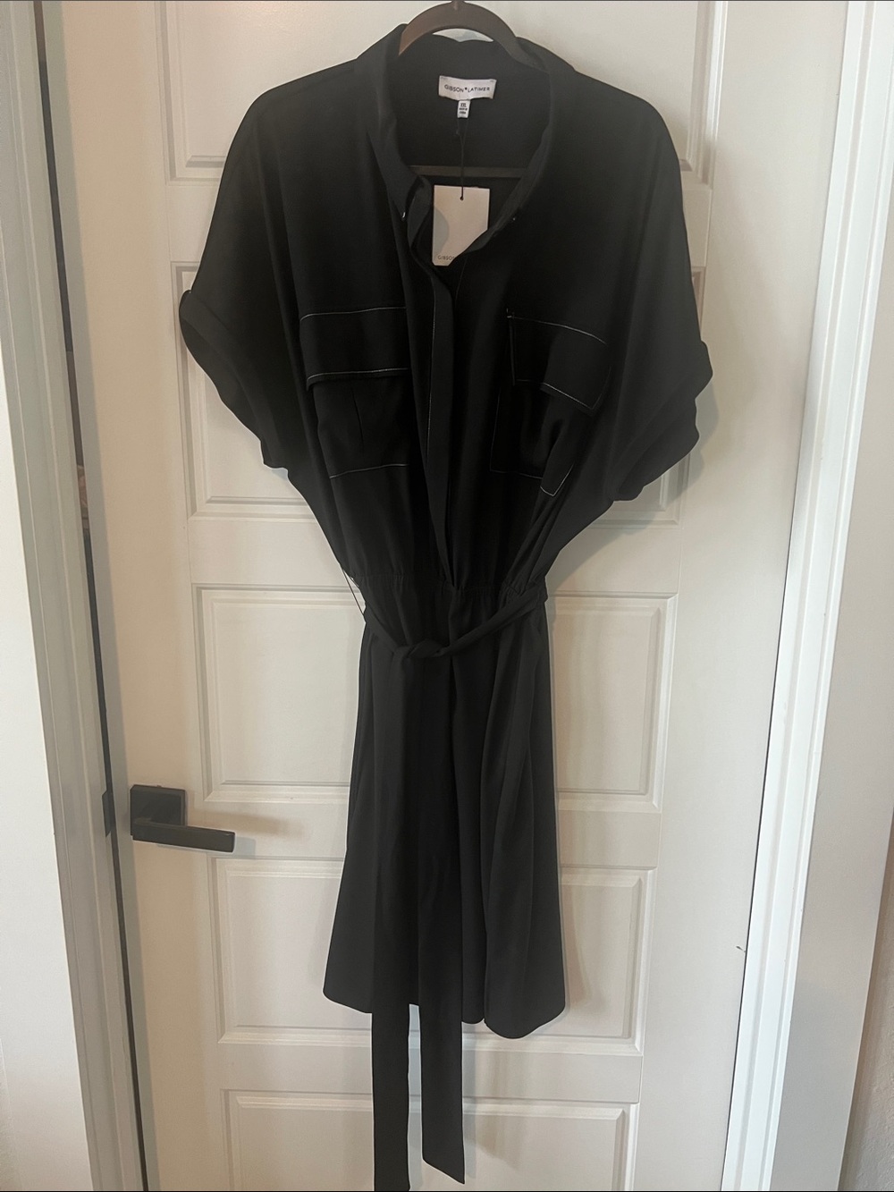 Gibson Latimer Black Belted Shirt Dress Robe